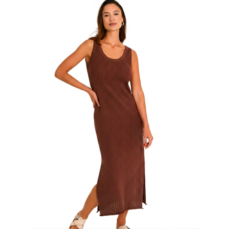 Robe de plage longue fendue sans manches COMPLEMENTOS