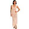 Robe de plage longue ajourée à franges COMPLEMENTOS