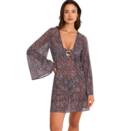 Robe tunique de plage manches longues INDIGO