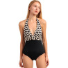 Maillot de bain une pièce dos nu Waves White And Black