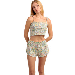 Pyjama short caraco court Yellow Garden