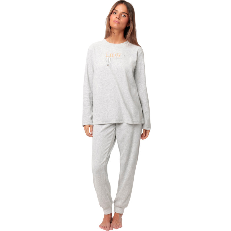 Pyjama velours pantalon top manches longues Enjoy Every Moment