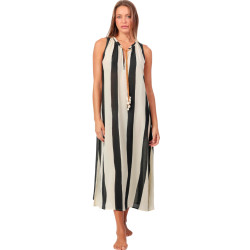 Robe longue estivale Waves White And Black
