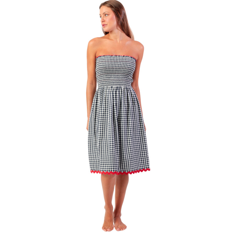 Robe estivale bustier Vichy Navy