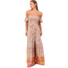 Robe longue estivale bustier manches tombantes Flowers
