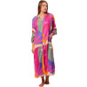 Robe estivale mi-longue boutonnée manches longues Big Colors