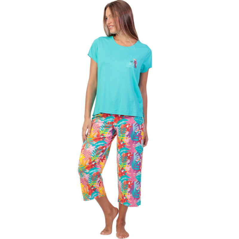 Pyjama pantalon palazzo t-shirt Tropical Summer