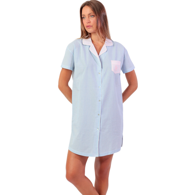 Chemise de nuit manches courtes Stripes Home