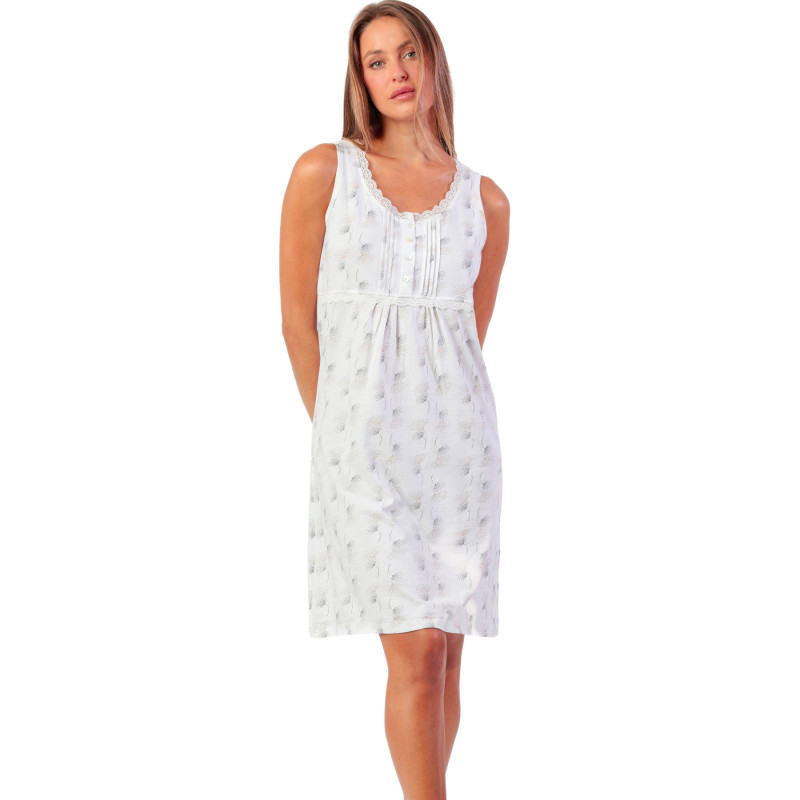 Chemise de nuit sans manches White And Grey