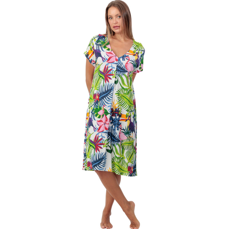Chemise de nuit manches courtes Exotic Parrot