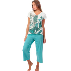 Pyjama pantalon palazzo t-shirt Mint Garden