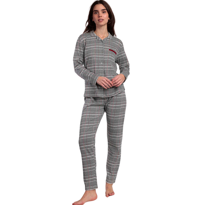 Pyjama pantalon top manches longues Houdstooth