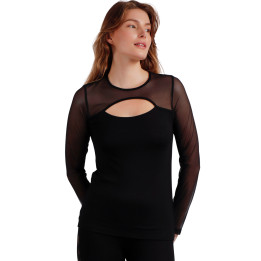 Top manches longues col tulle ouvert Christmas