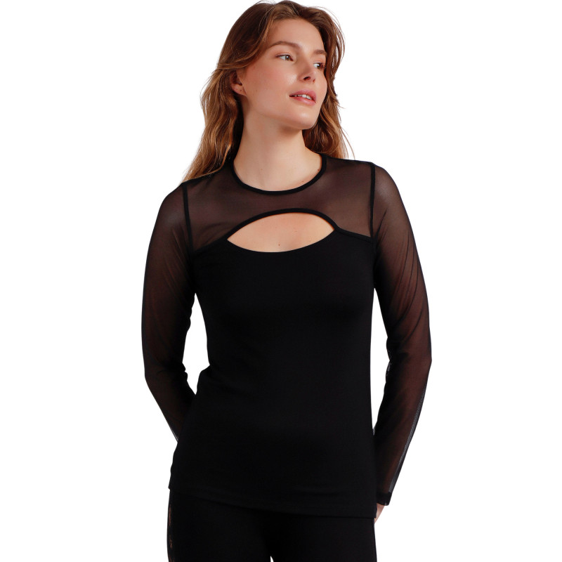 Top manches longues col tulle ouvert Christmas