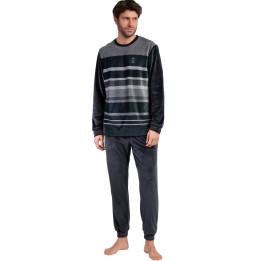 Pyjama velours pantalon top manches longues Stripe Hype