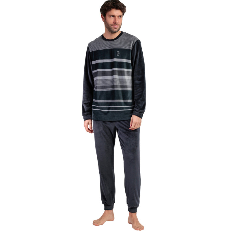 Pyjama velours pantalon top manches longues Stripe Hype
