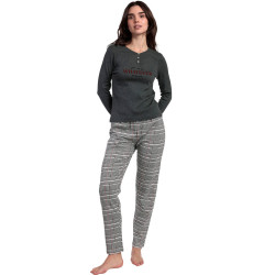 Pyjama pantalon top manches longues Houndstooth