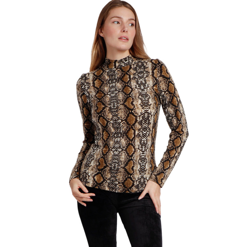 Top manches longues col montant Serpiente