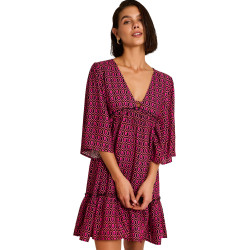 Robe tunique de plage manches mi-longues KALEIDO