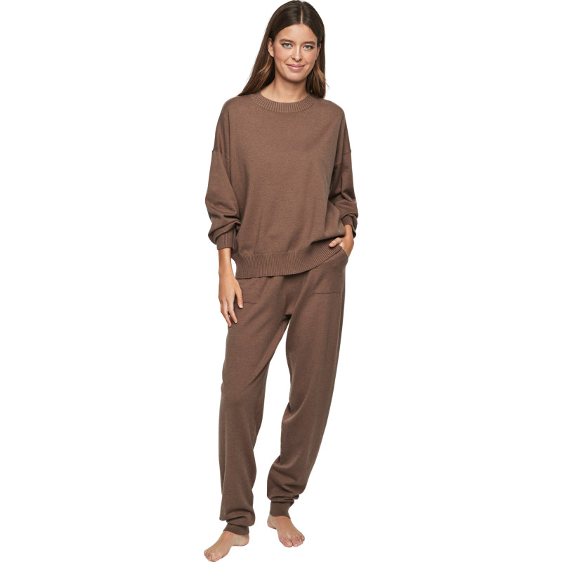 Tenue détente pyjama pantalon top col rond P108 MINIMAL PREMIUM