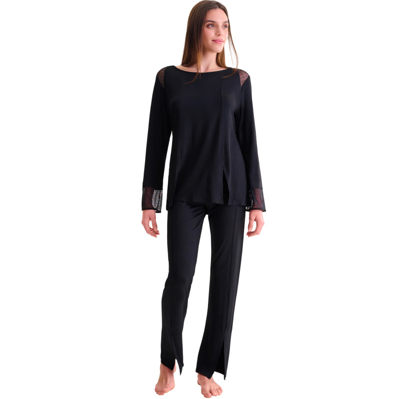 Pyjama pantalon évasé tunique manches longues ROXANNE