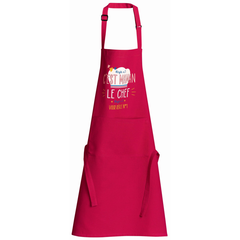 Tablier de cuisine Chef maman recyclé Rose 72 x 90
