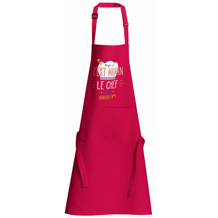 Delantal de cocina reciclado Chef maman Rose 72 X 90