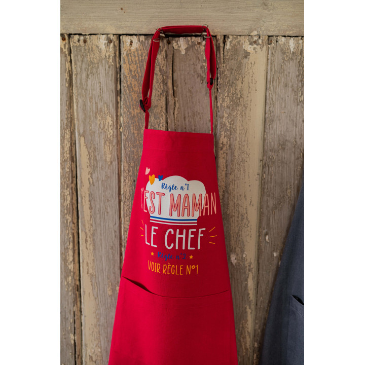 Tablier de cuisine Chef maman recyclé Rose 72 x 90
