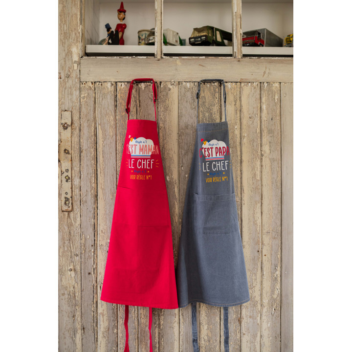Delantal de cocina reciclado Chef maman Rose 72 X 90