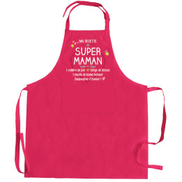 Delantal de cocina reciclado Ma recette de super maman Rose 72 X 90