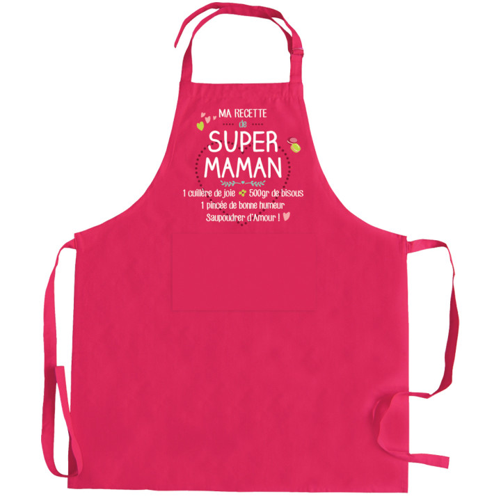 Recycelte Küchenschürze Ma recette de super maman Rose 72 X 90