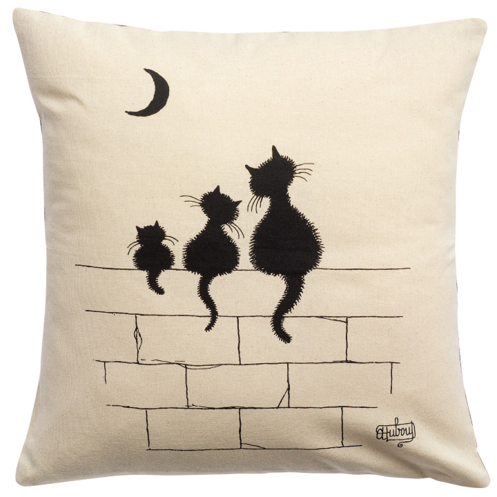 Almofada Dubout 3 chats Écru 45 X 45