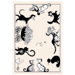 Theedoek Dubout Chats farandole Écru 48 X 72