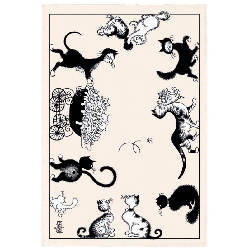 Geschirrtuch Dubout Chats farandole Écru 48 X 72
