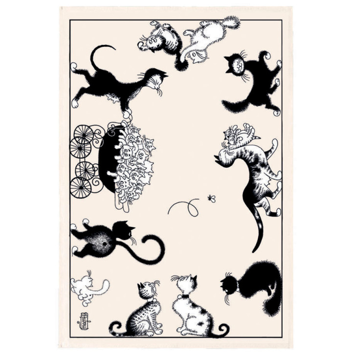 Paño de cocina Dubout Chats farandole Écru 48 X 72