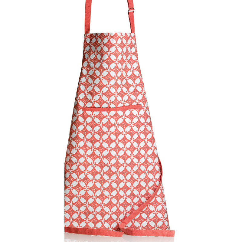 Tablier de cuisine enduit Fatou recyclé Corail 72 x 85