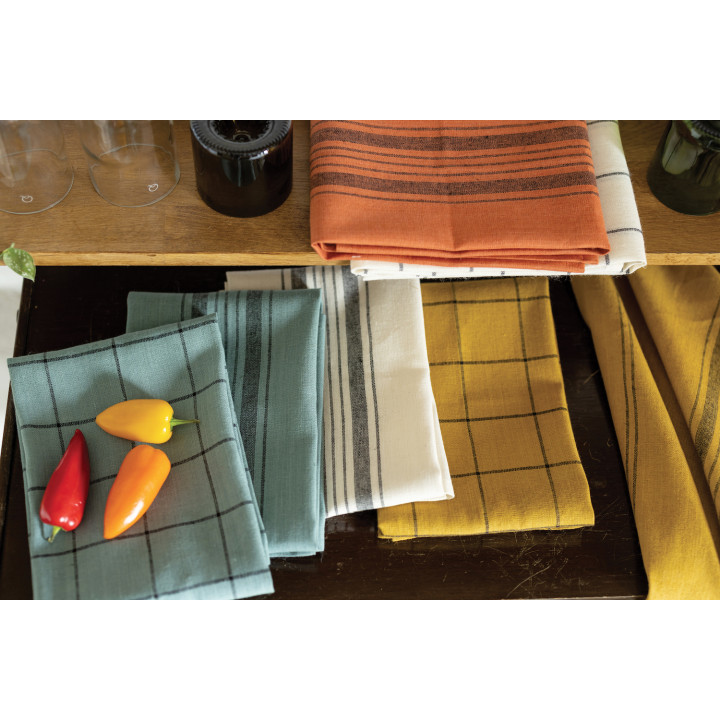 Paño de cocina de mezcla a cuadros Kilia Brique 50 X 70
