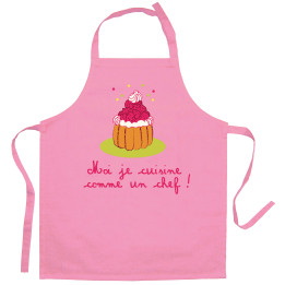 Recycelte Kinderschürze Je cuisine comme un chef Rose 52 X 63