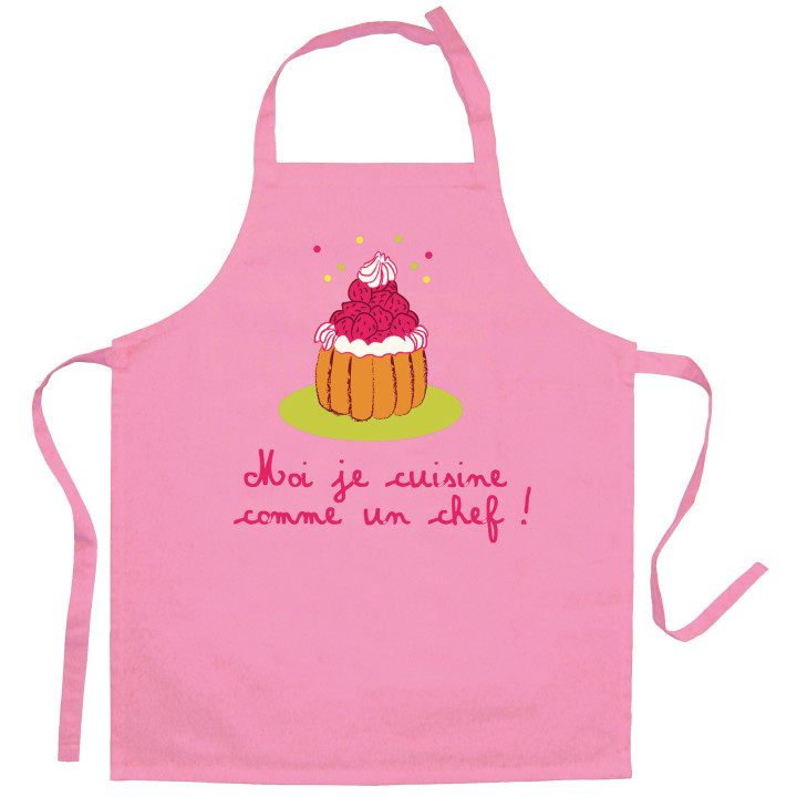 Gerecycleerd kinderschort Je cuisine comme un chef Rose 52 X 63