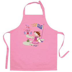 Recycelte Kinderschürze Princesse et grenouille Rose 52 X 63