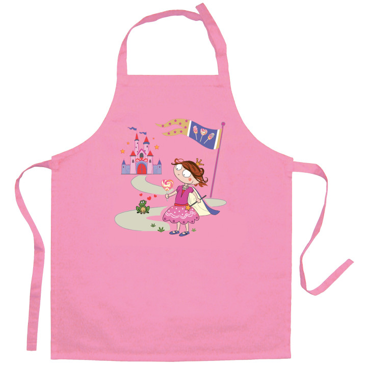 Recycelte Kinderschürze Princesse et grenouille Rose 52 X 63