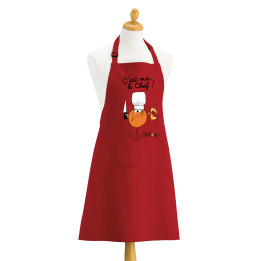 Grembiule da cucina riciclato Shadoks C'est moi le chef Rouge 72 X 90