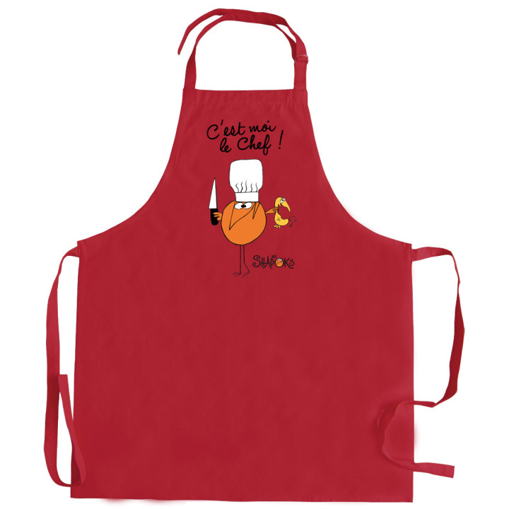 Avental de cozinha reciclado Shadoks C'est moi le chef Rouge 72 X 90