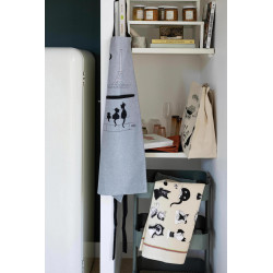 Avental de cozinha Dubout Chats Eiffel Gris 72 X 85