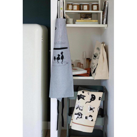 Küchenschürze Dubout Chats Eiffel Gris 72 X 85