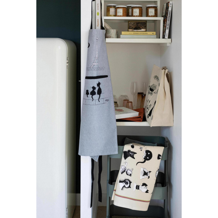 Grembiule da cucina Dubout Chats Eiffel Gris 72 X 85