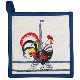 Recycelter Topflappen French Cocorico Écru/Bleu 20 X 20