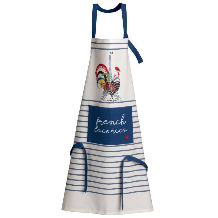 Delantal de cocina reciclado French Cocorico Écru/Bleu 85 X 72