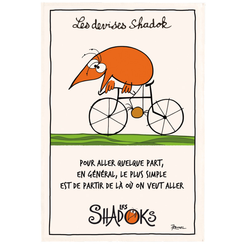 Geschirrtuch Shadok À vélo Écru 48 X 72