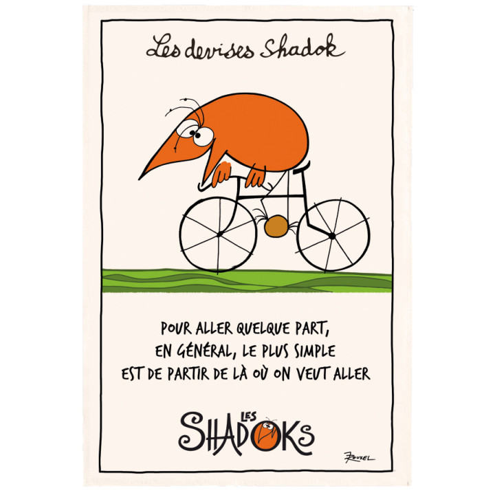 Pano de prato Shadok À vélo Écru 48 X 72